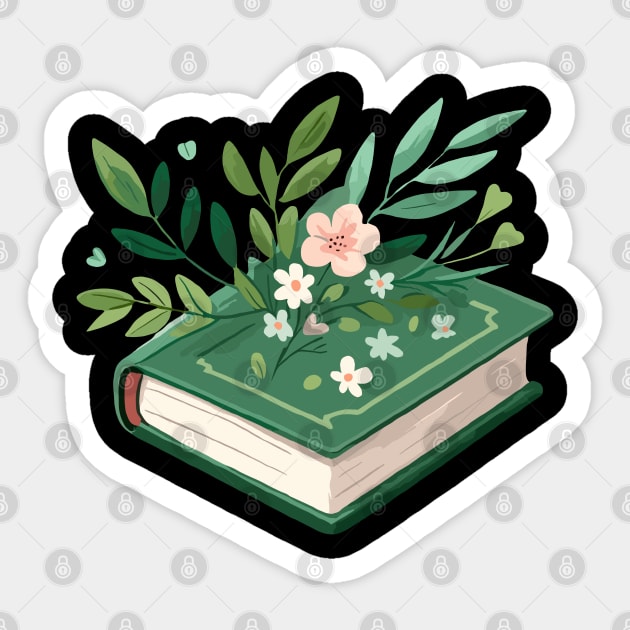 Green Floral Book Sticker by Siha Arts